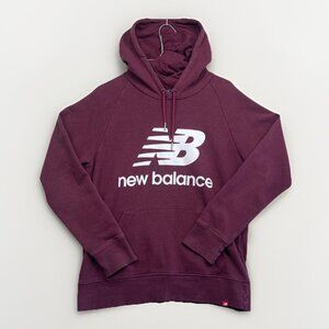 New Balance Hoodie Unisex M Burgundy/Wine Red White Logo Running Drawstring Read